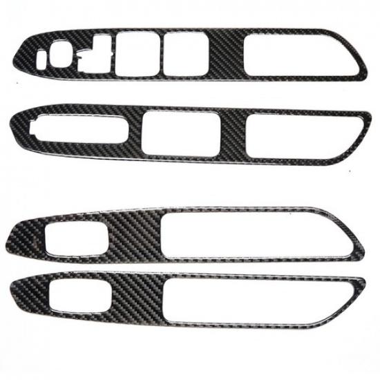4Pcs Carbon Fiber Interior Door Control Cover Trim For Subaru Forester 2005-08