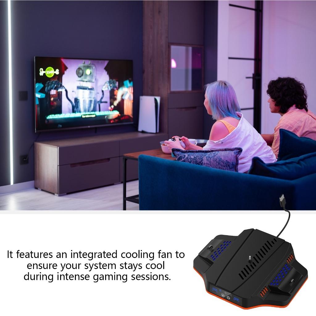 Wielofunkcyjna podstawa chłodząca z stacją dokującą do ładowania konsoli PS5 Slim