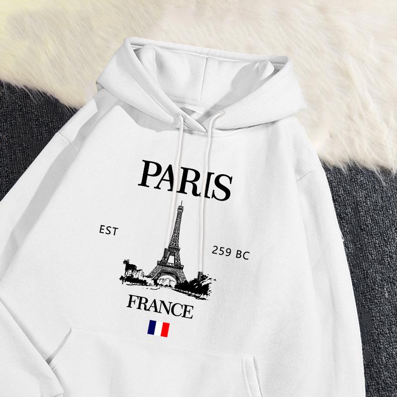 Sudadera con capucha de moda para mujer, tamaño europeo, Torre Eiffel de París
