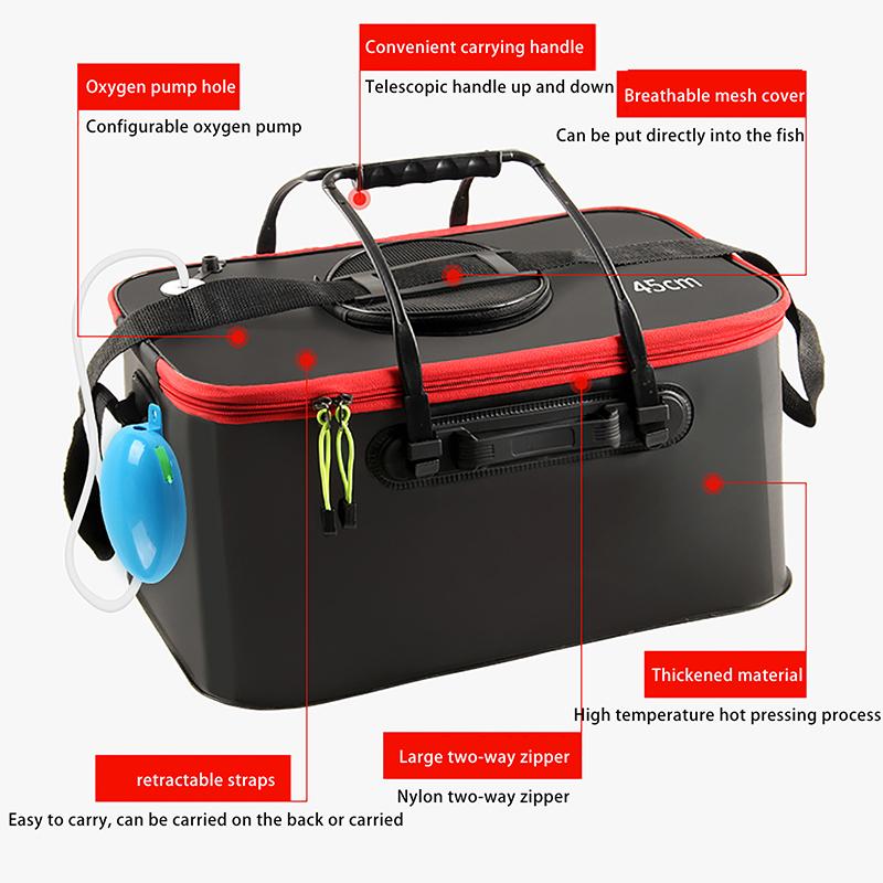 Fishing Bucket Folding Living Fish Bucket Multi Functional Portable Fishing Bucket Fish Box EVA Thickened Backpack Fishing Box