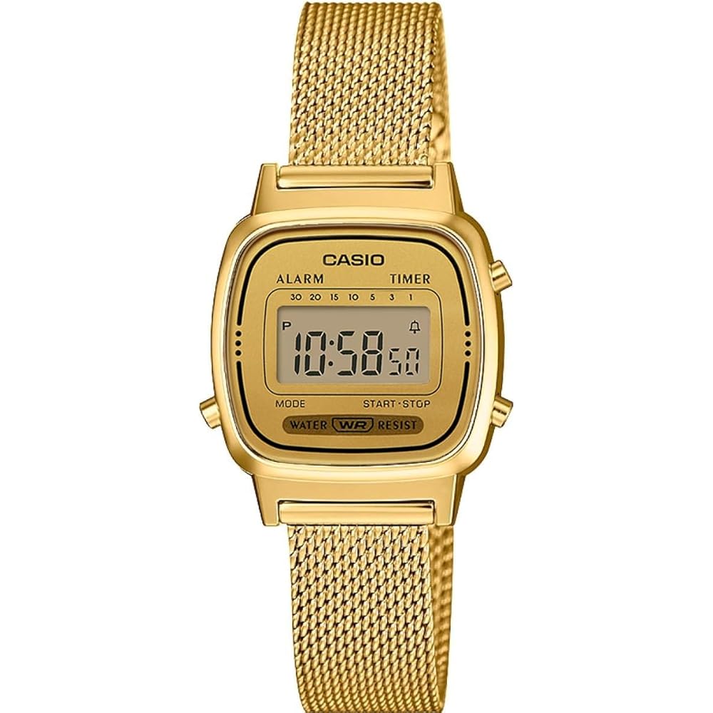 Casio LA670WEMY-9 Women s Digital Watch Gold Mesh Band International Model