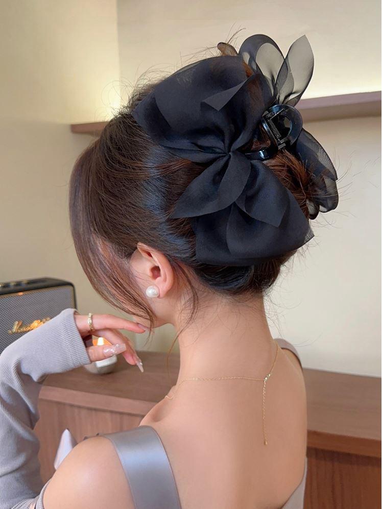 

Элегантная ретро-свежая заколка для волос с облачным бантом-пузырем: Большая заколка-краб для затылка