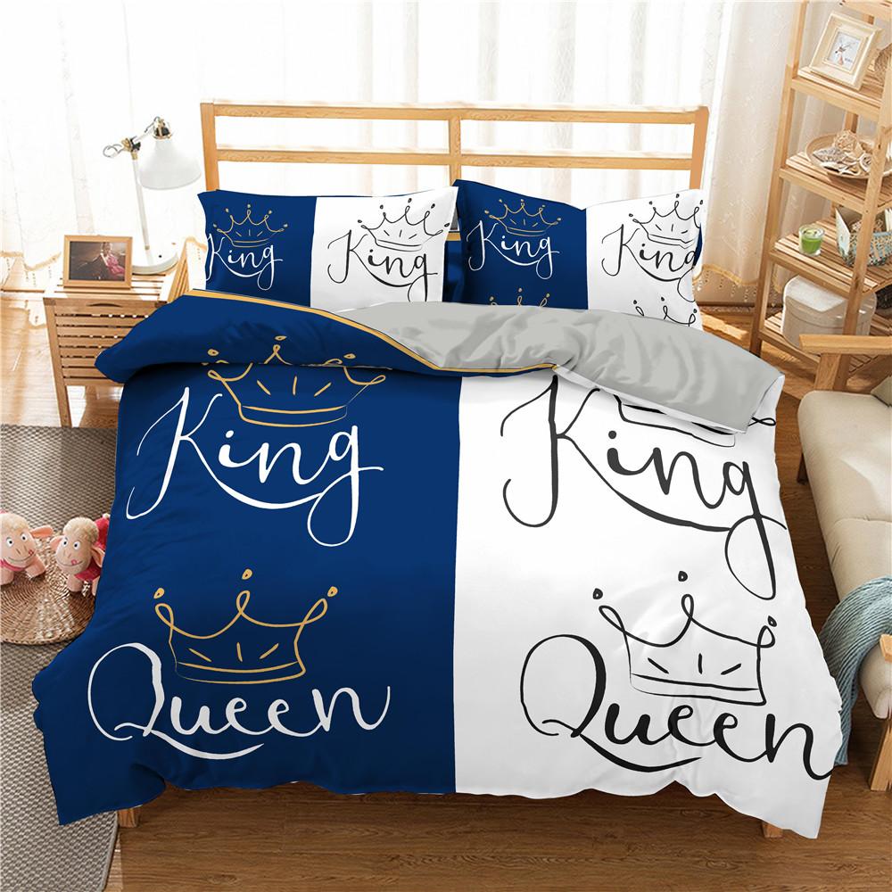 Lover Couples King Queen Duvet Cover Black And White Printed Bedding Set For Adults Valentine's Day Bedroom Decor Quilt Cover