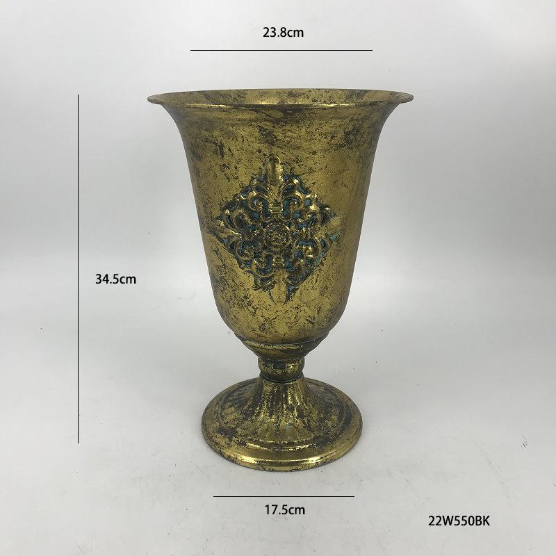 Classical Retro Iron High Footed Cup Flower Set Retro Vintage Metal Home Decoration Flowerpot European Wedding Vase Ornaments