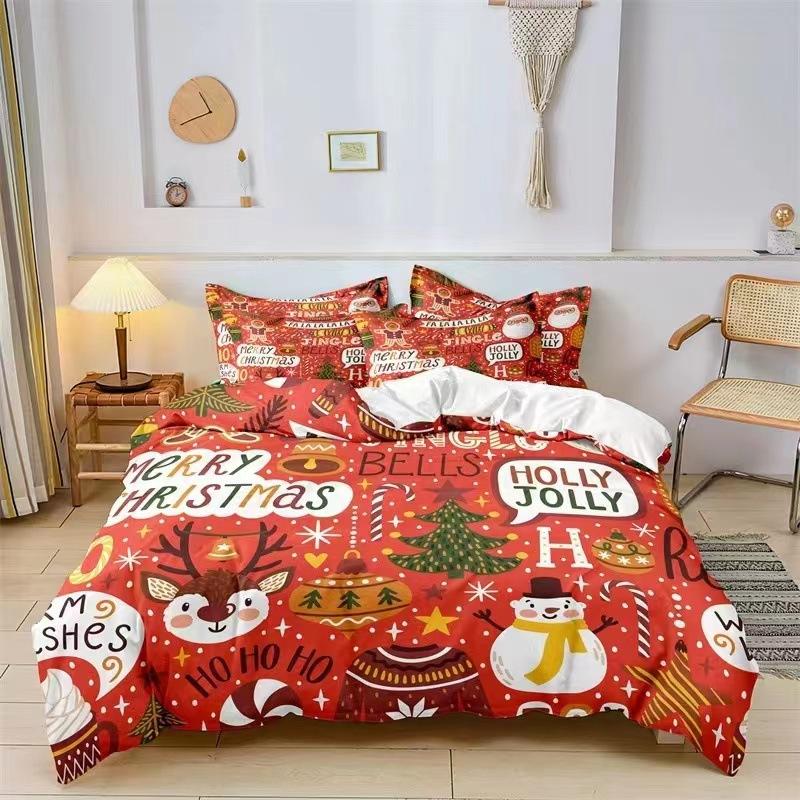 

Santa Three-Piece Bedding Christmas Gift 3D Digital Printing Quilt Cover Pillowcase Bedding Kit 90 * 200