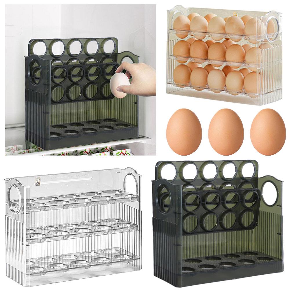 30 Grids Egg Storage Box Egg Tray Organizer Large Capacity Household Egg Holder Transparent Home Egg Container for Refrigerator