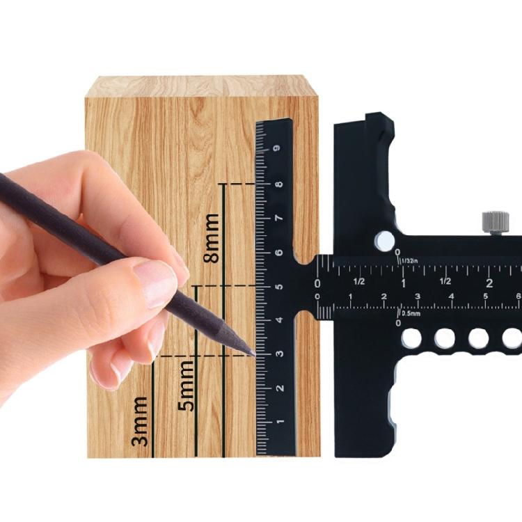 Woodworking T Ruler Scriber Gauge Carpentry Scriber Aluminum Sliding Scribing Ruler Multifunctional Measurement Tool