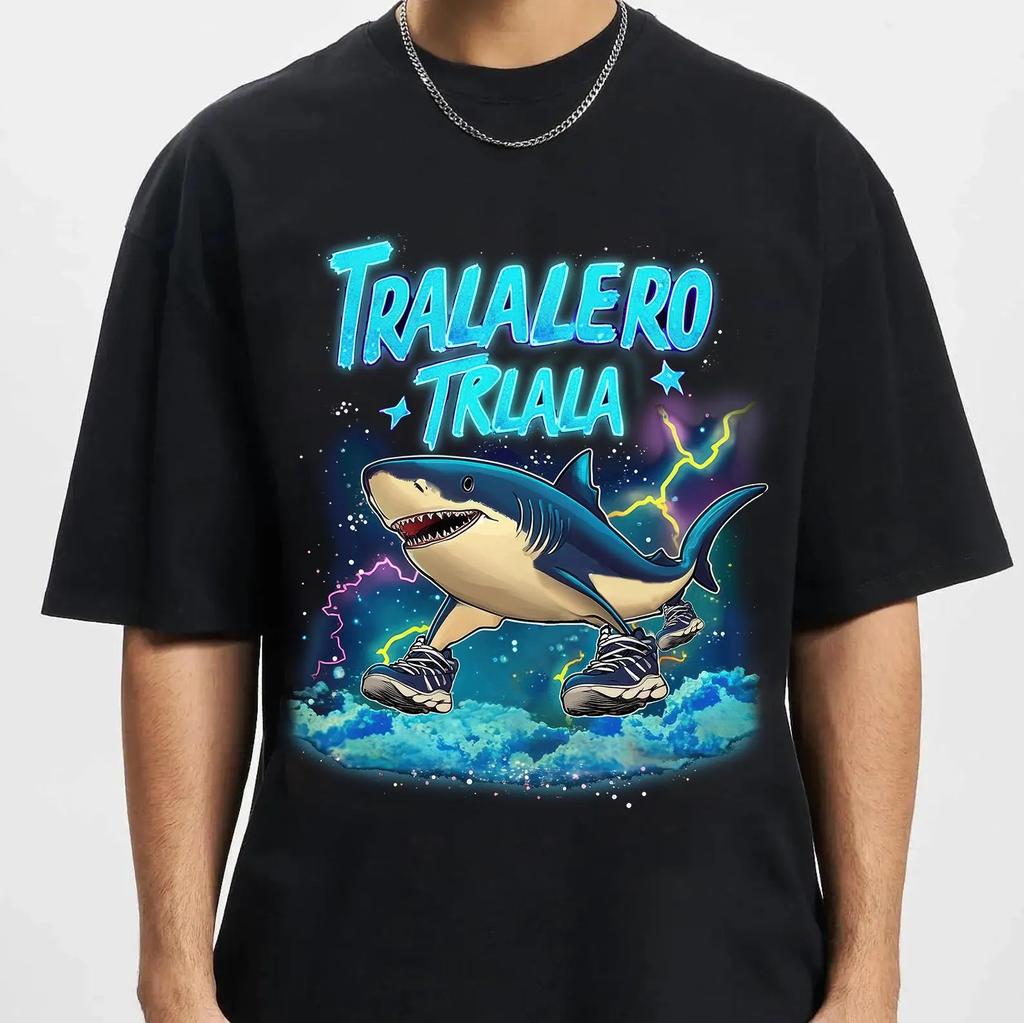 Men Women Print Bombardiro Crocodilo Crocodile Plane Bomber T Shirt Tee Cotton T-shirts Clothes