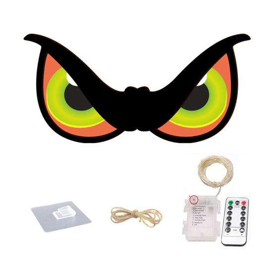 Halloween LED Eye Light Decoration Large Wooden Glowing Flashing Eye Light with 8 Color Modes for Bushes Trees Windows Yard Halloween Decor