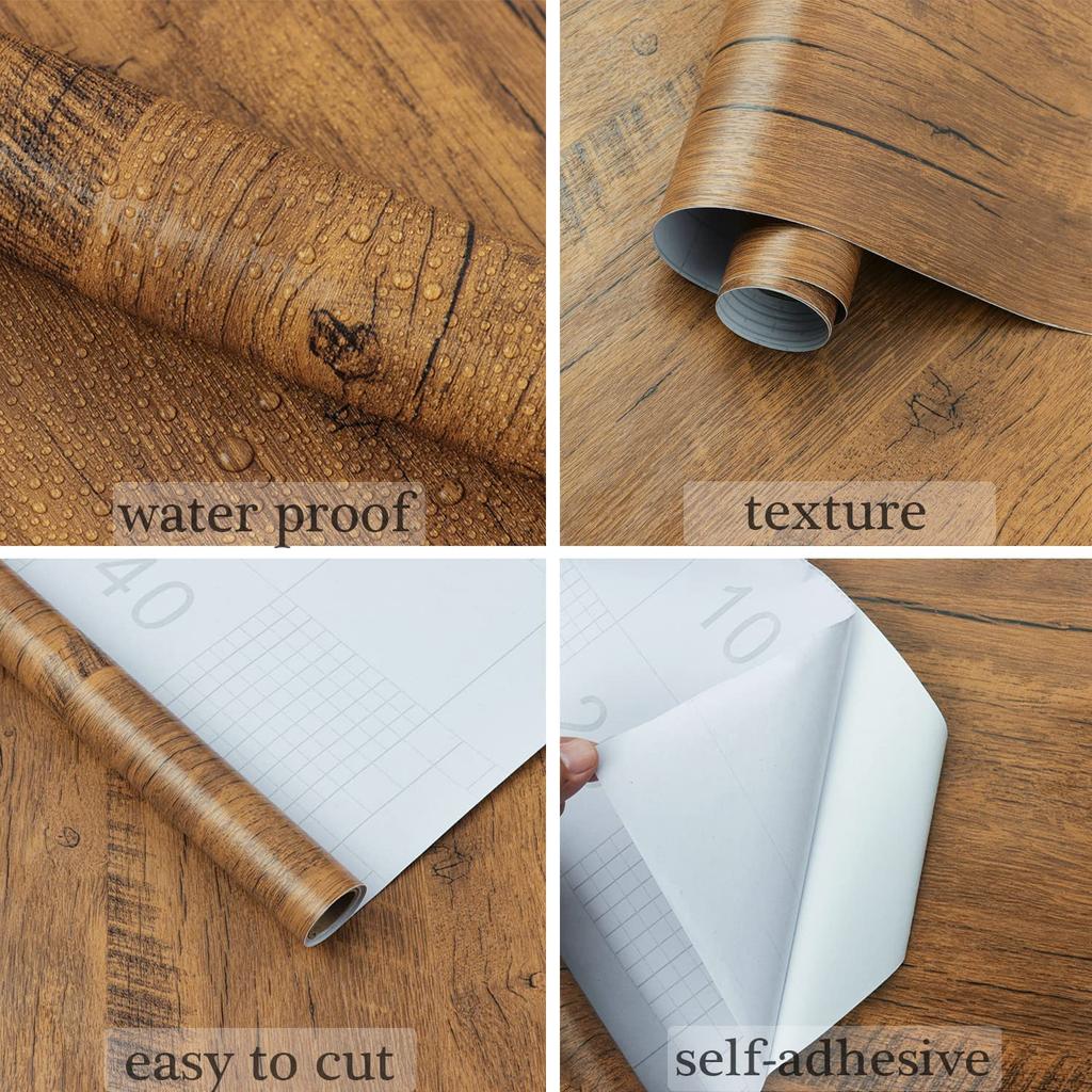 55CM Wide Wood Decor Paper for Furniture Waterproof Vinyl Wall Sticker Self Adhesive PVC Wallpaper Kitchen Cabinet Door Sticker