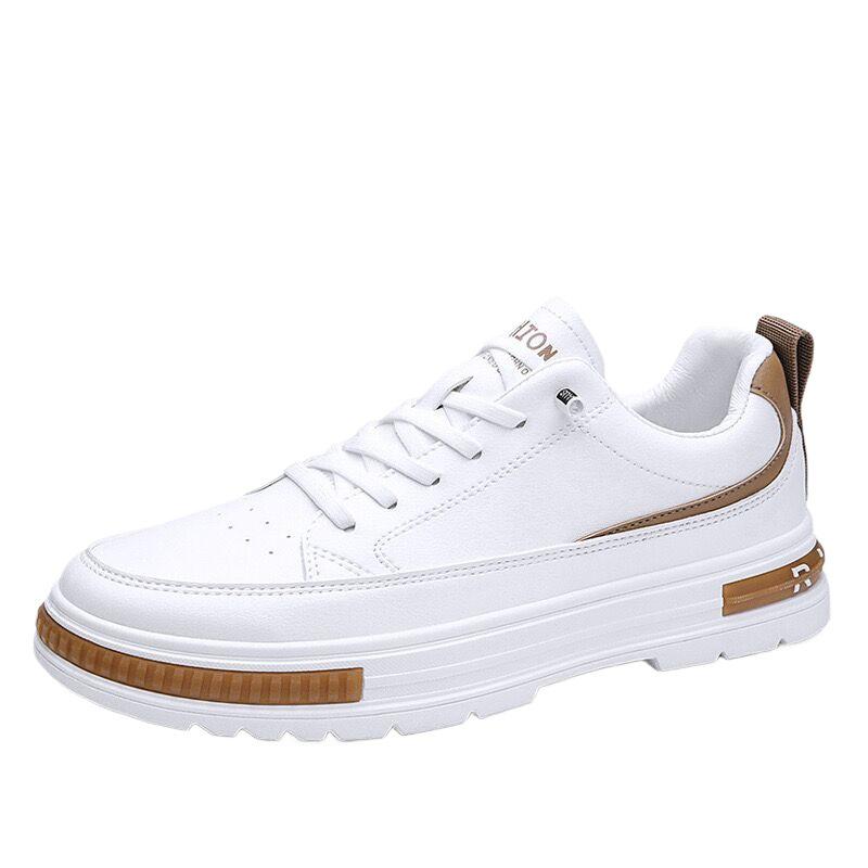 Men's Trendy Spring White Sports Shoes: Breathable, All-Match, Thick-Soled, Casual Flats