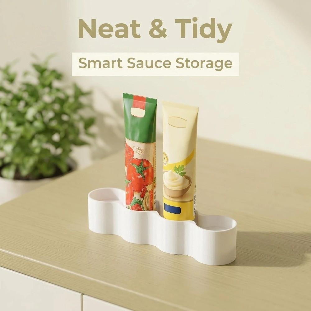 3D Printing Condiment Tube Rack Wave Shaped Ketchup Tube Fixing Shelves Refrigerator Storage