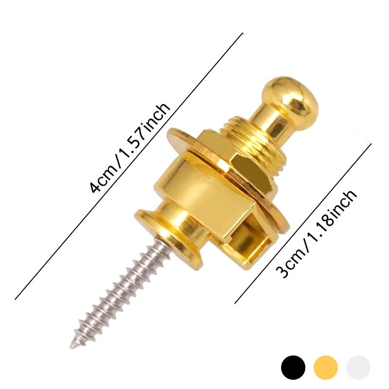 2PCS/Set Guitar Strap Lock Round Head Button Pin Gold Black Silvery 3 Color Available Skidproof Guitar Bass Straplock Button ZYF