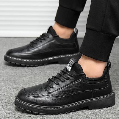 Pantofi Negri pentru Bărbați Pantofi Casual din Piele pentru Bărbați Adidași la Modă Pantofi de Mers Patru Sezoane Confortabili Pantofi Britanici pentru Bărbați