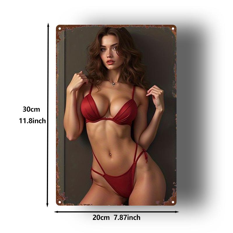 D Flat Vintage Red Lingerie Metal Sign x Inch Classic Iron Artwork for Home Bar Wall Decor