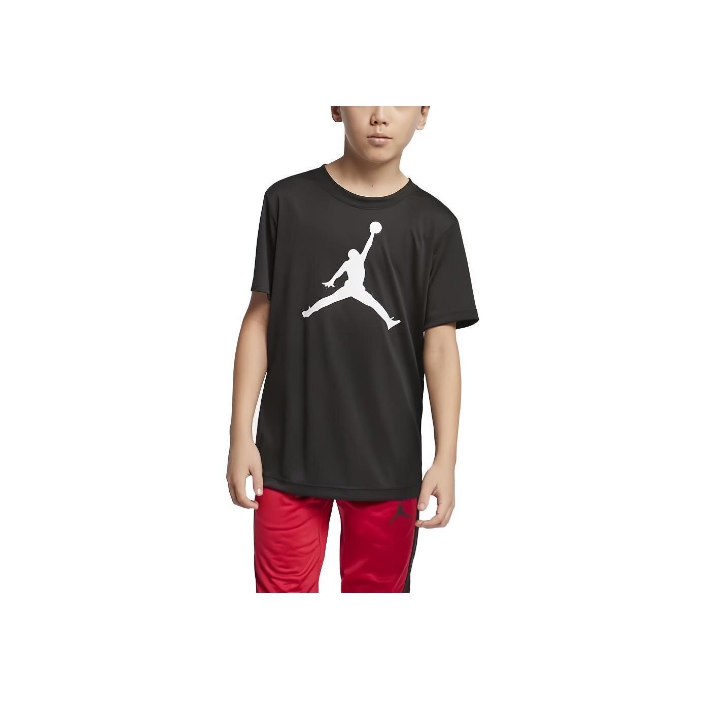 

Jordan Детская повседневная футболка с коротким рукавом и круглым вырезом, с логотипом, детские топы, цвет черный HA2543-023 S