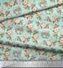 Soimoi Blue Poly Crepe Fabric Begonia & Peony Floral Print Fabric by the Yard 42 Inch