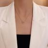 Luxus Mode Goldfarbe Edelstahl Zirkon Doppelring Anhänger Halsketten Für Frauen Charme Braut Halsband Party Schmuck Geschenk