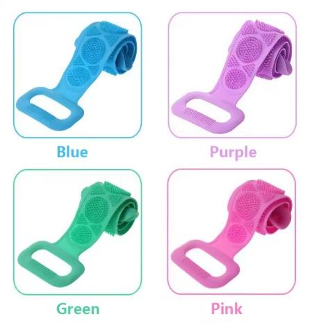 Silicone body sponge exfoliating back scrubber for peeling, massaging, relaxing, full body bathing tools for both men and women