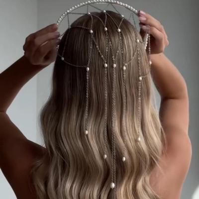 Damen Stirnband mit Kunstperlen Quasten Tropfen Design Hochzeit Haarreif Geburtstage Partys Haaraccessoire