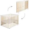 Folding Baby Playpen - ROBA - 75 X 100 Cm - Height Adjustable - Castors - Wood / White