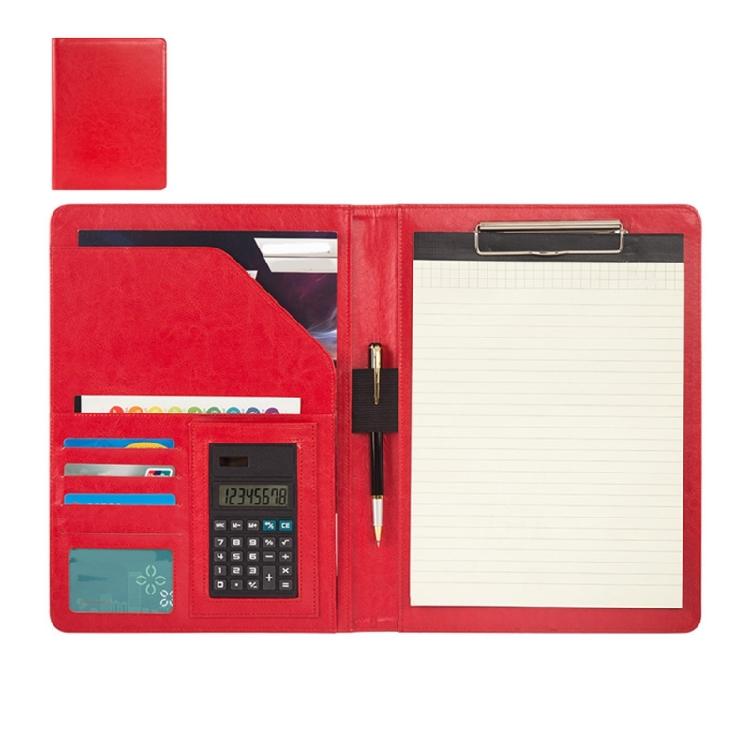 PU Leather Conference Folder with Clipboard Multiple Pocket Card Pocket Pen Slot Clipboard Business Document File Folder