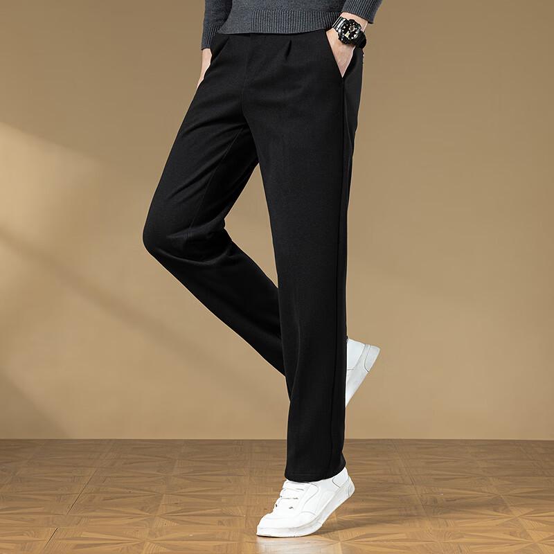 Men's Wool Blend Straight Fit Casual Trousers