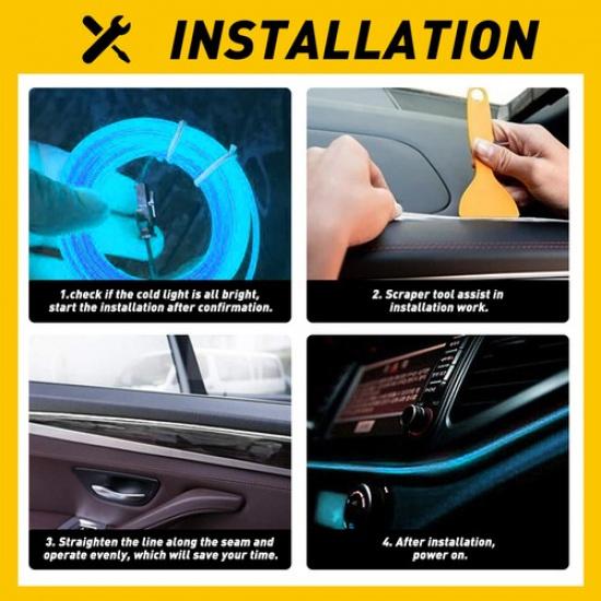 Car Interior LED Decor Atmosphere Wire Light Strip Bar Lamp Ice Blue 5M USB Line