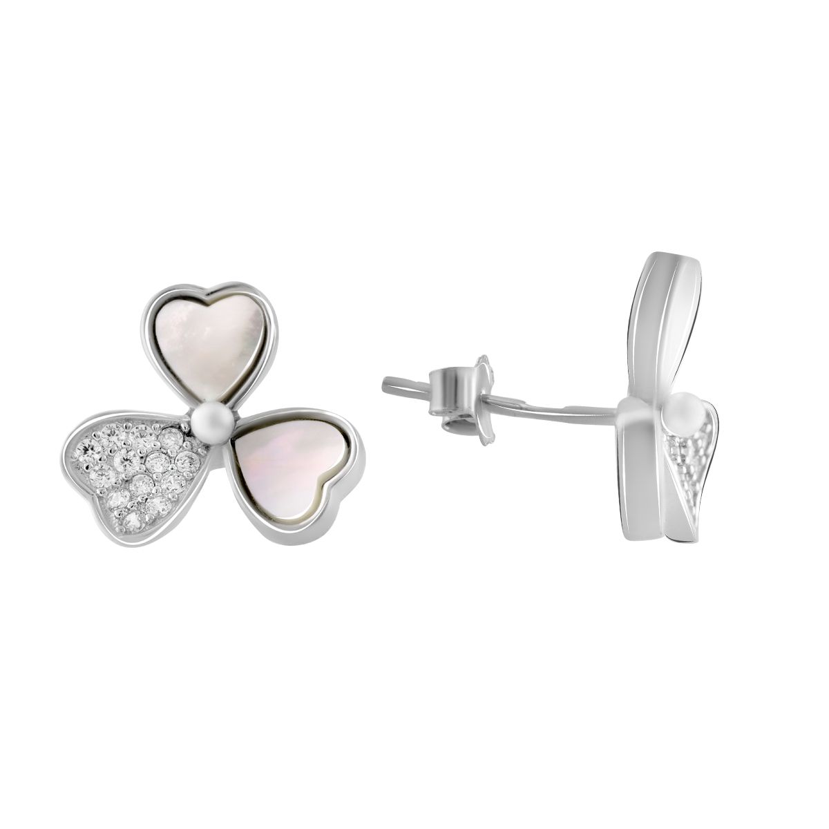 

Срібні сережки з натуральним перламутром (2085331) білий