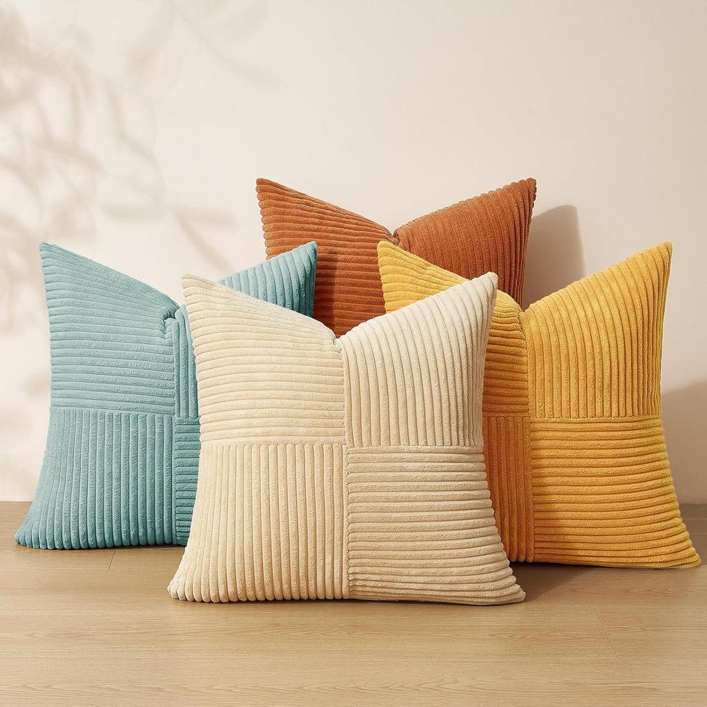 4PCS Solid-color Thick Cotton Throw Pillow Covers, Cashmere Pillow Covers