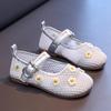 Girls Flat Shoes Mesh Breathable Kids Sandals Embroidered Flowers 2025 Summer New Children Princess Shoes Sweet Trend Soft Sole