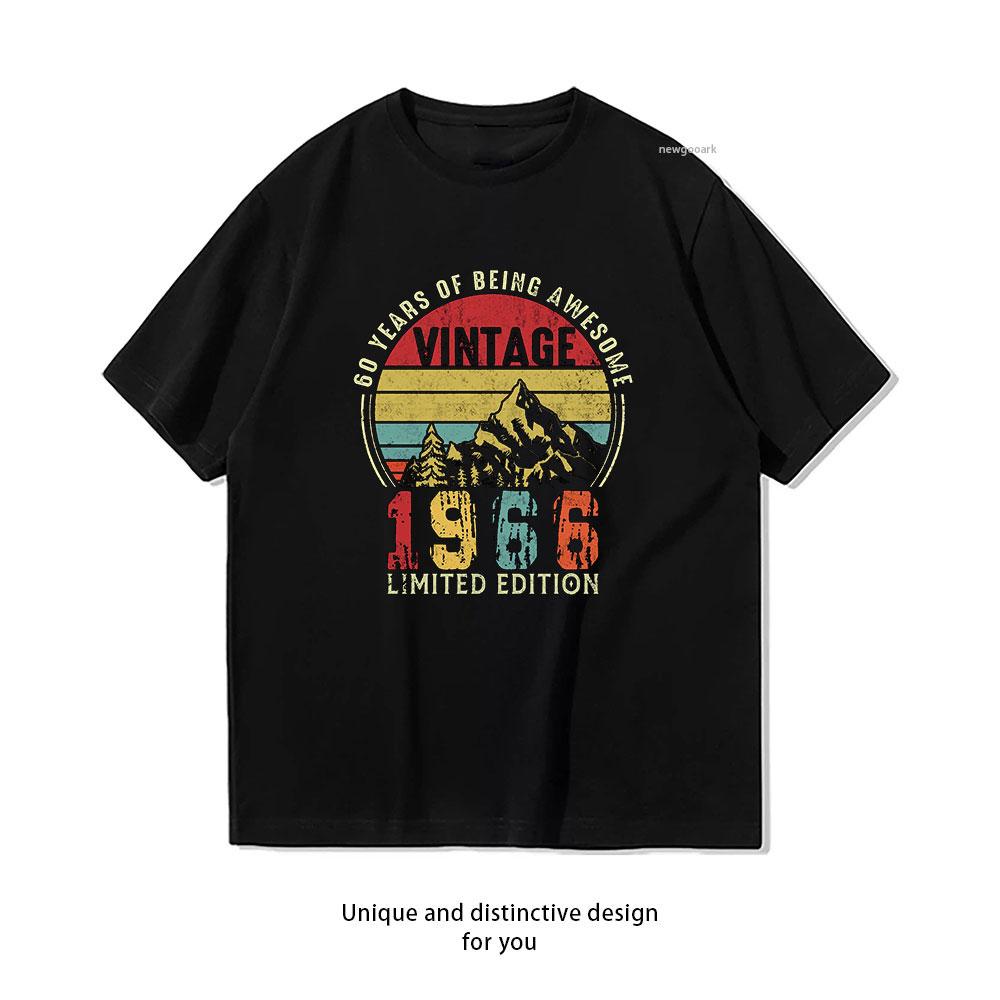 

60th Birthday Vintage 1966 Distressed Design Retro Birthday Gift Classic TShirt Women Unisex Casual cotton printed t shirts 3XL