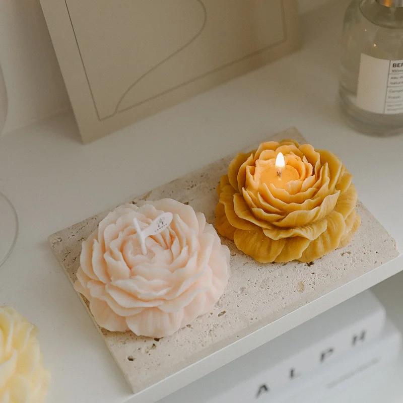 Creative Peony Candle Floral Fragrance Mothers Day Gift Idea Handmade Soy Wax Aromatherapy for Home Decor Favor Present
