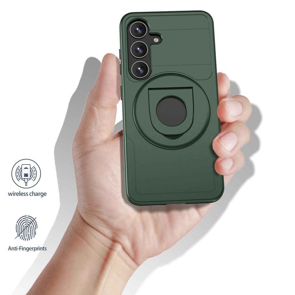 For Samsung Galaxy S25+/S24+ Magnetic Case Slide Camshield TPU + PC Kickstand Phone Cover