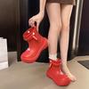 Fashion Platform Rain Boots Non-slip 2025 New Summer Rubber Shoes Fashion Waterproof Outer Wearing Booties Short Tube Rain Boots