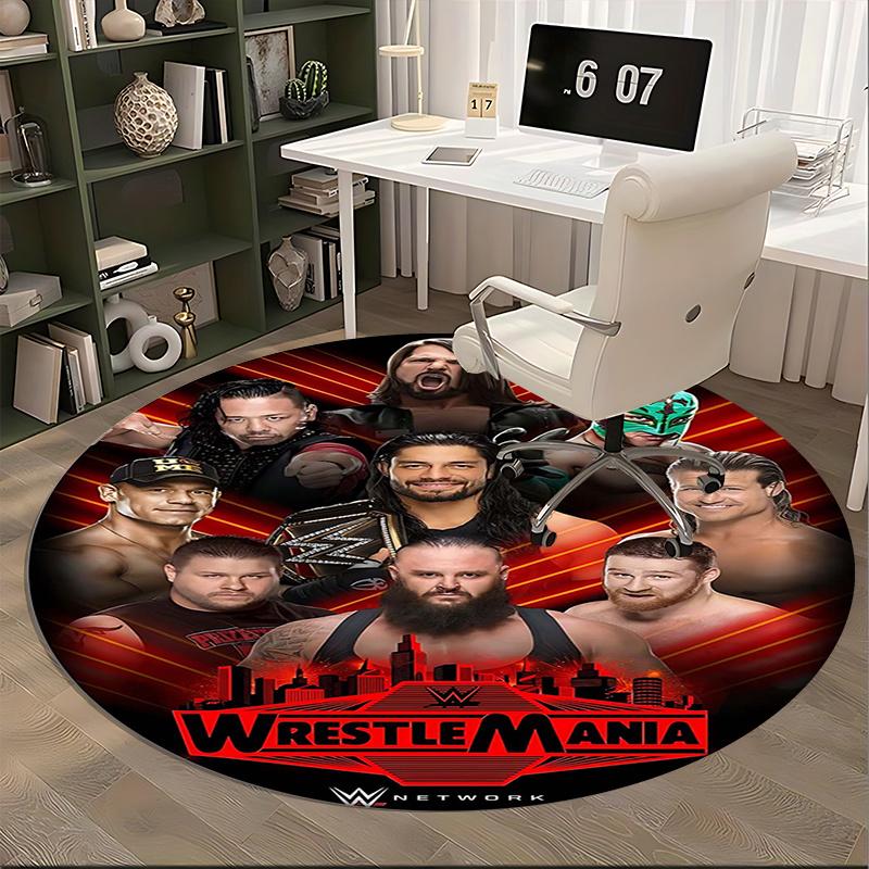 WrestleMania, Tappeto Rotondo per Sedia WWE Network, Tappeto per Ufficio, Lavabile in Lavatrice, Antiscivolo, Adatto per Soggiorni, Camere da Letto