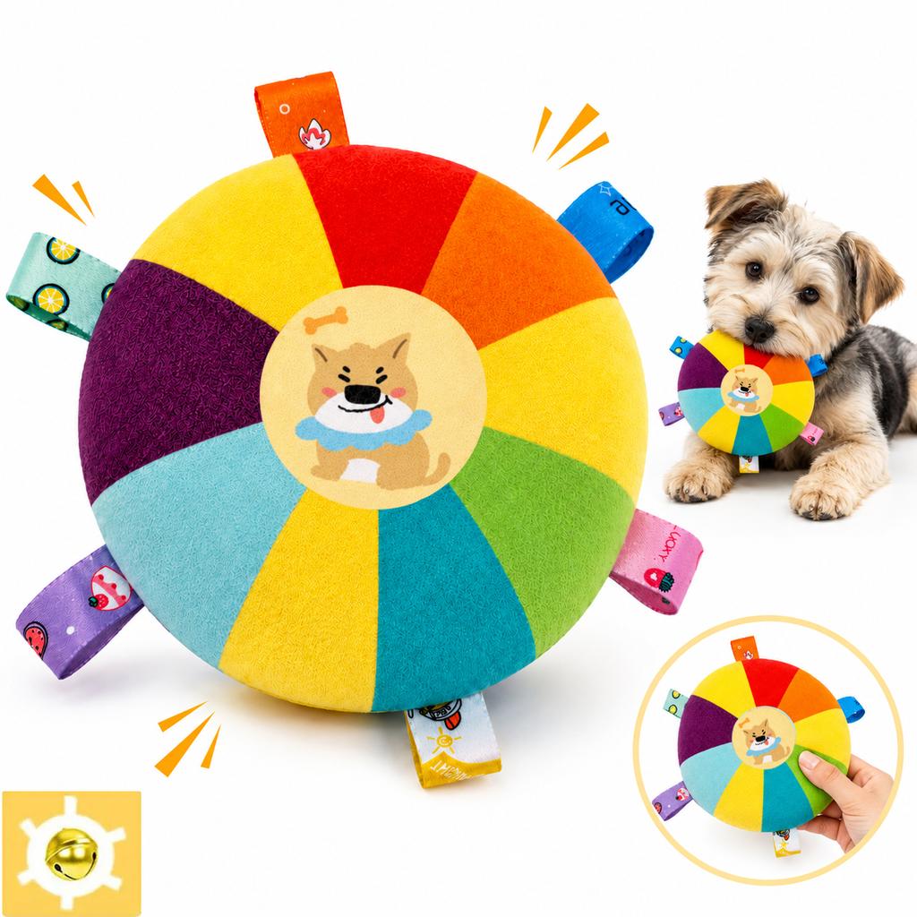 Dog Sounding Plush Toy Bell Cartoon Flying Disc Toy Small Dog Teeth Grinding Toy Wear-resistant Bite-resistant Puppy Pet Product