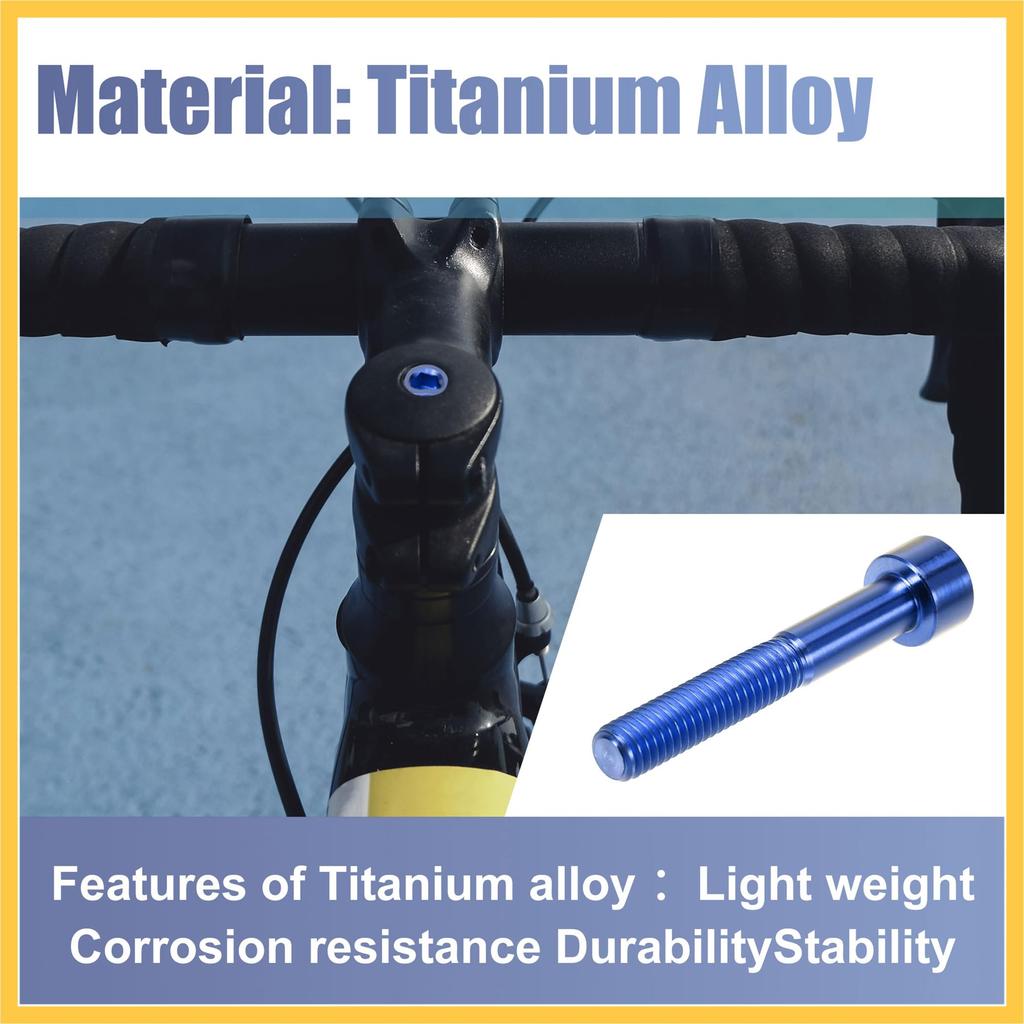BULLSPANN Blue Universal M6x40 Bicycle Bolt Bike Headset Stem Bolt Bike Accessories Bicycle Replacement
