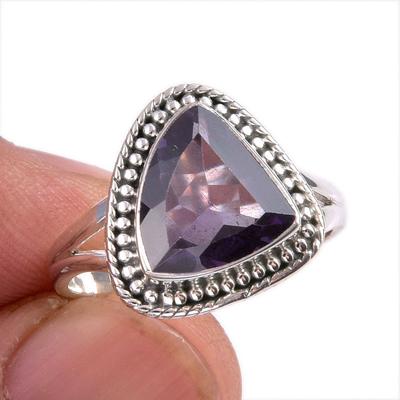 Natural Alexandrite Gemstone 925 Solid Sterling Silver Jewelry Ring S.7.5 V7P02