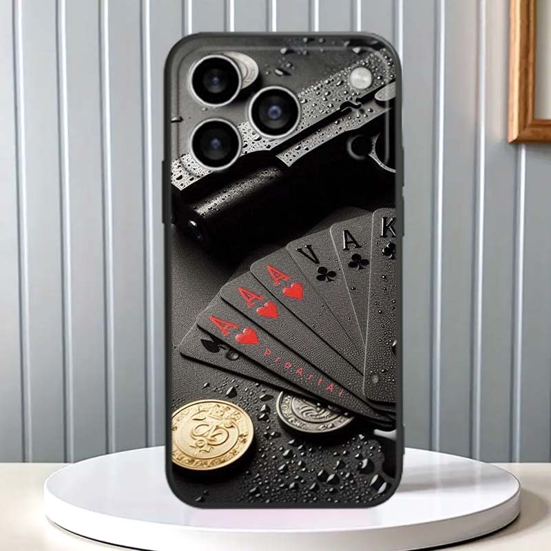 

Creative poker card patterns For Apple iPhone 17 16 16E 15 14 13 12 11 Pro Max Plus Black Soft Silicone Phone Case iPhone 12