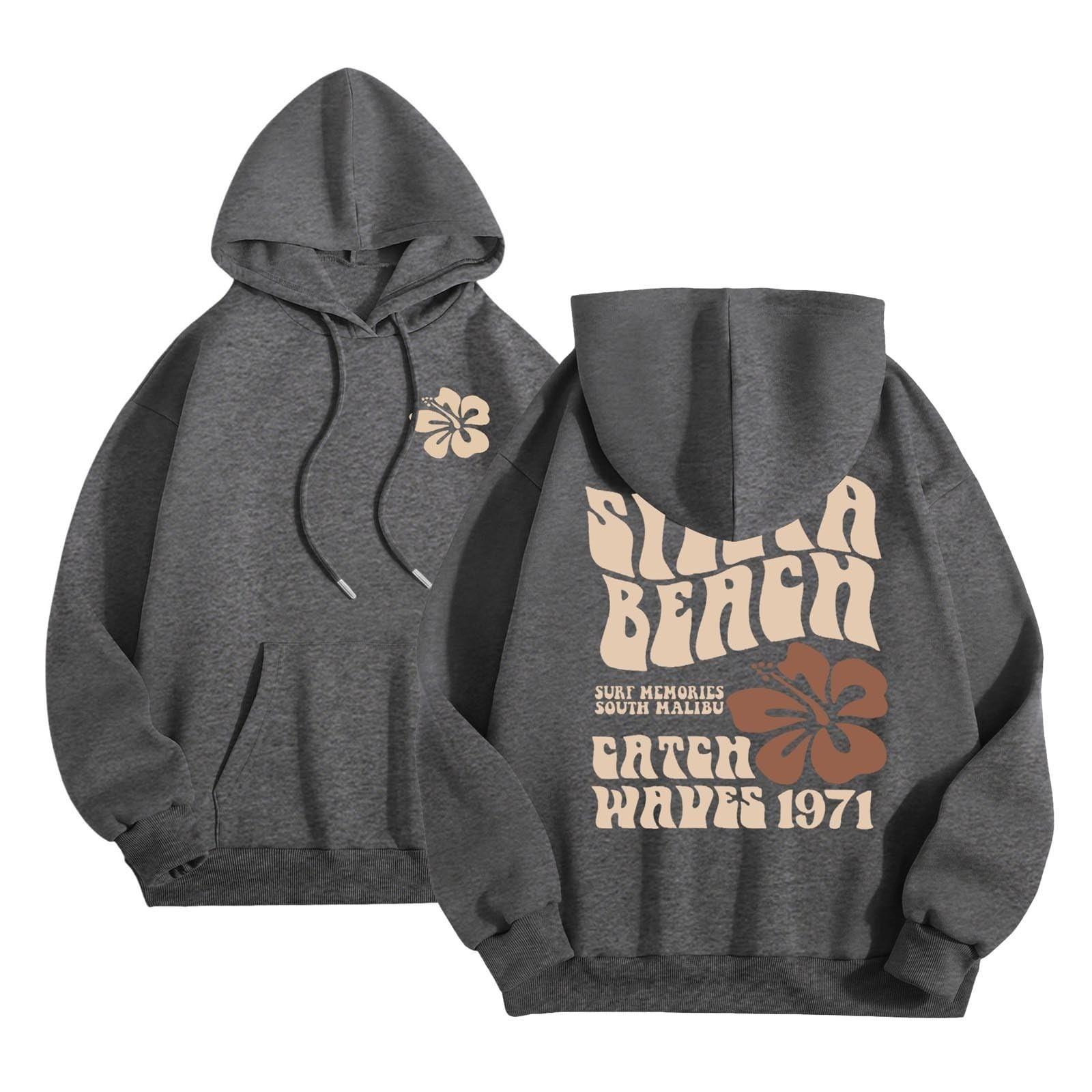 Женская модная толстовка с длинным рукавом принтом букв капюшоном завязками большим карманом толстовка сверху XXL 1980₽