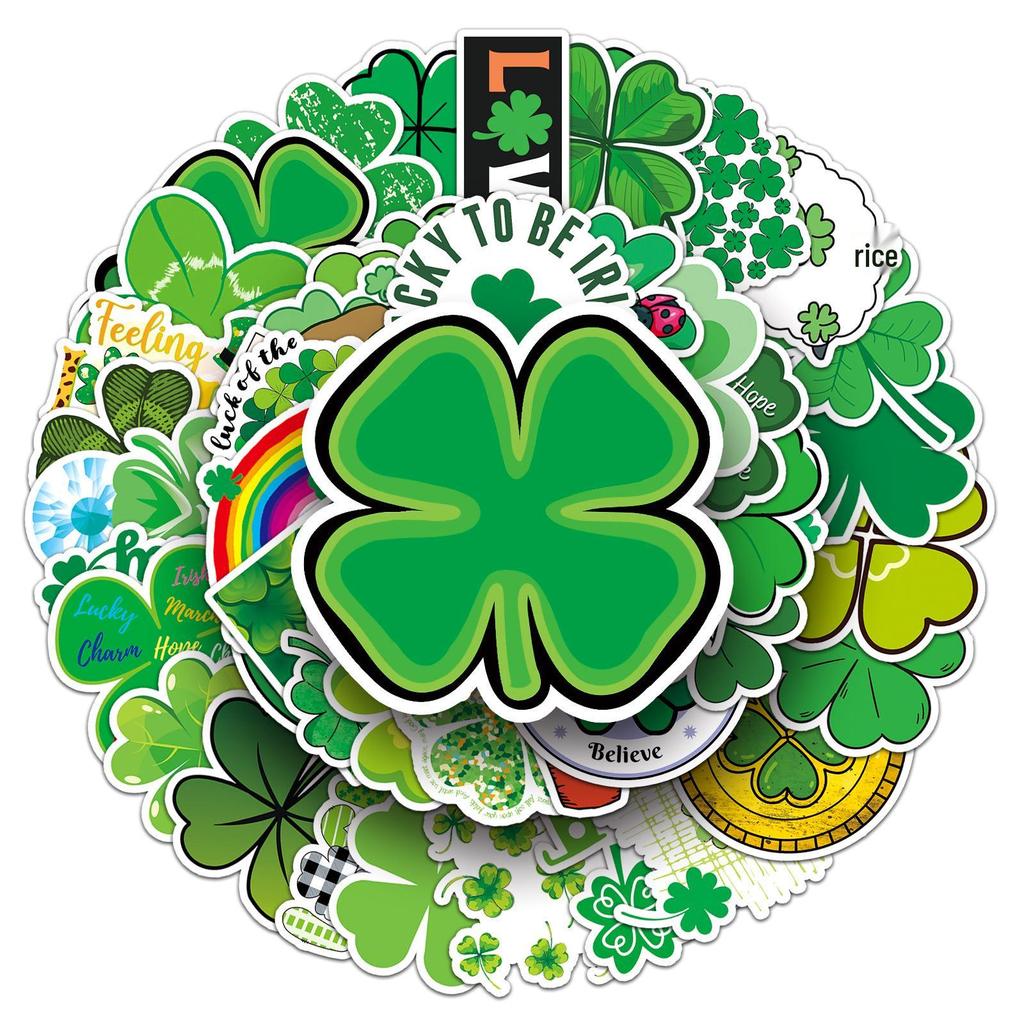 50 Four-Leaf Clover Waterproof Stickers for Suitcases & Laptops - Creative & Trendy Travel Decoration