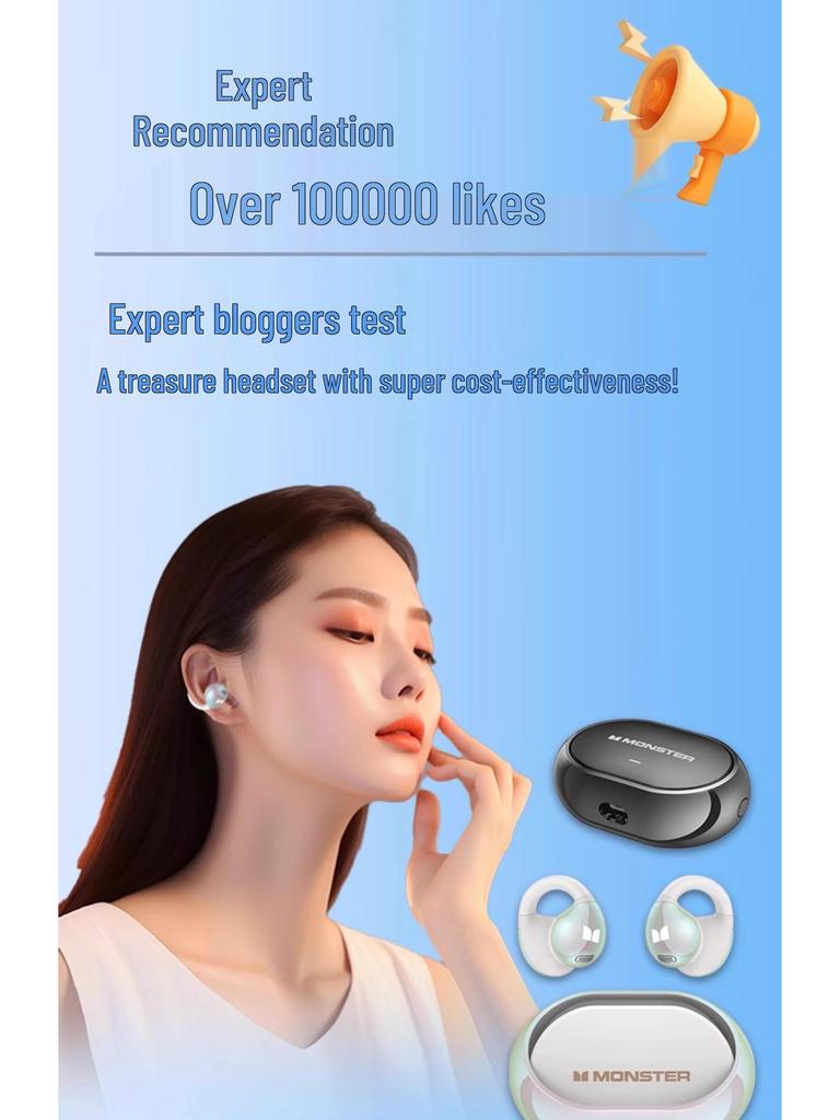 Monster AC600 Waterproof Bluetooth Sports Bone Conduction Clip-On Headphones