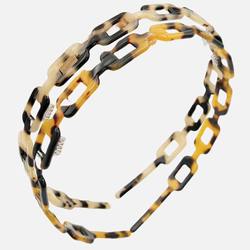 

J.Lauren Французский леопард Целлюлозный прямоугольник Цепь Повязка для волос H01458 Light Leopard