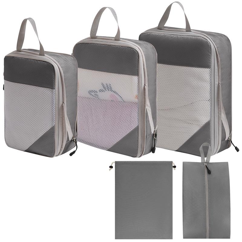 7-Piece Travel Compression Organizer Set for Clothes, Shoes, and Cosmetics