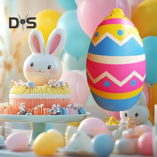 16" nafukovací dekorace na velikonoční vajíčka Velké barevné ozdoby na vajíčka z PVC na zahradu, trávník, jarní párty, vnitřní venkovní dekorace