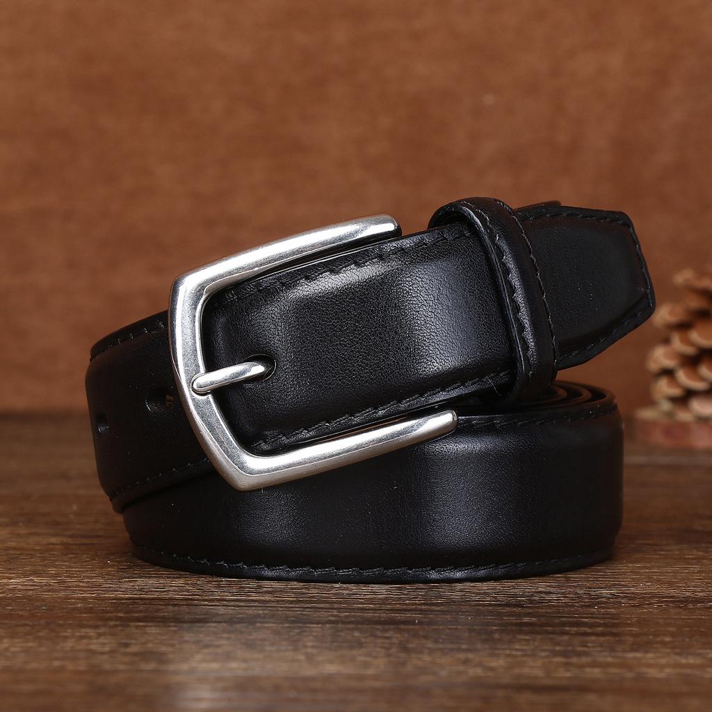 Vegetable Tanned First Layer Cowhide Men's Genuine Leather Belt Men's Casual Retro Pin Buckle Belt