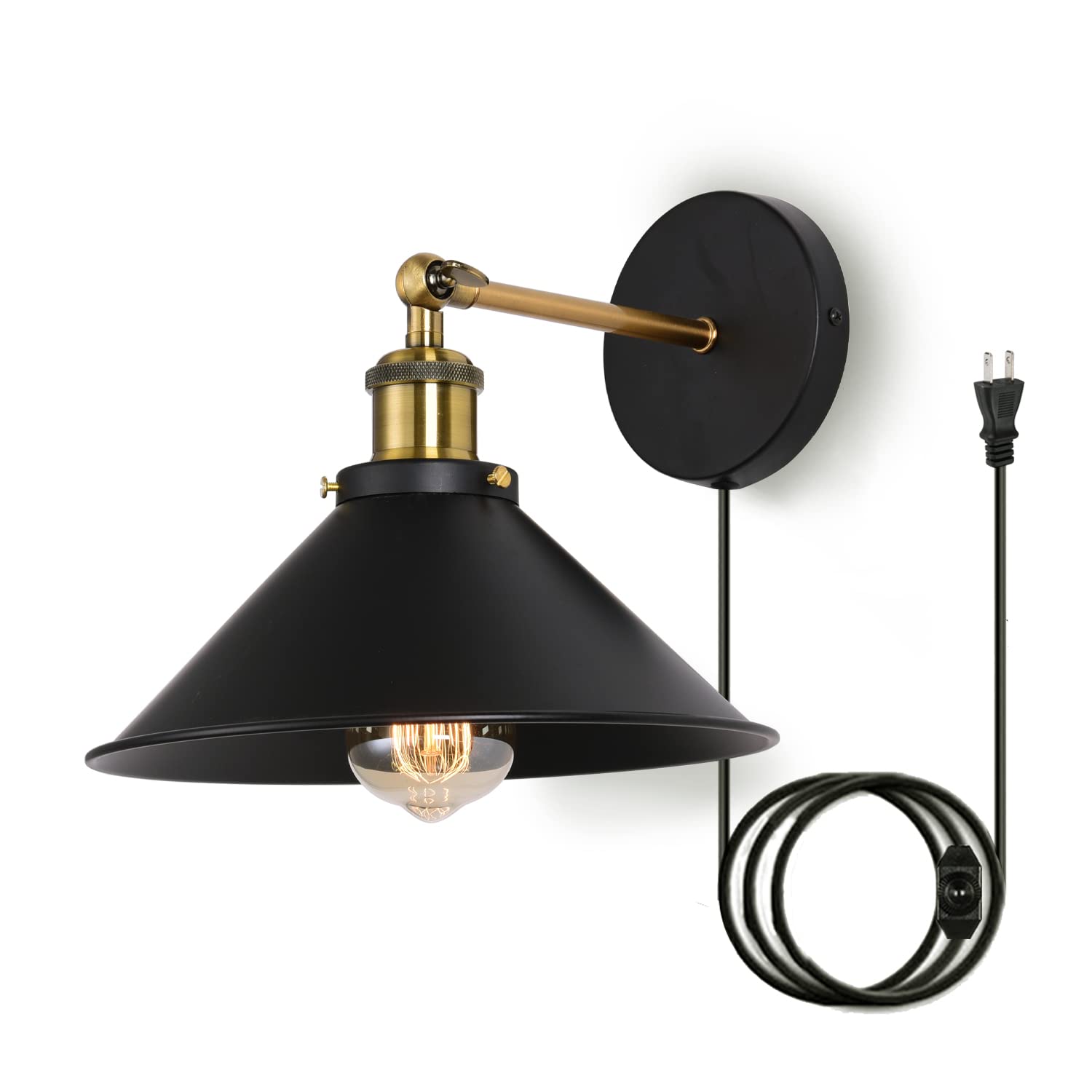 

Lightess Retro Wall Light, Outlet-Type Bracket Light, No Installation Required, 180° Adjustable Angle, Dimmer Switch, Spotlight, Entryway Light,