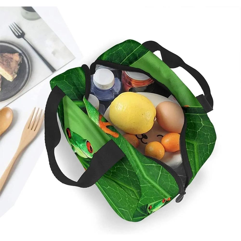 Cute Green Frog Lunch Box Insulated Cooler Lunch Bag for Men Women Girls Boys Teens Lunchbox Tote Small for Work Picnic Office