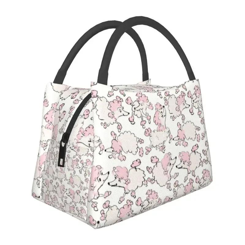 

Пользовательская черная сумка для ланча с пуделем для женщин, теплая, с термоизоляцией, ланч-боксы для работы, пикника или путешествий 28x17x16CM